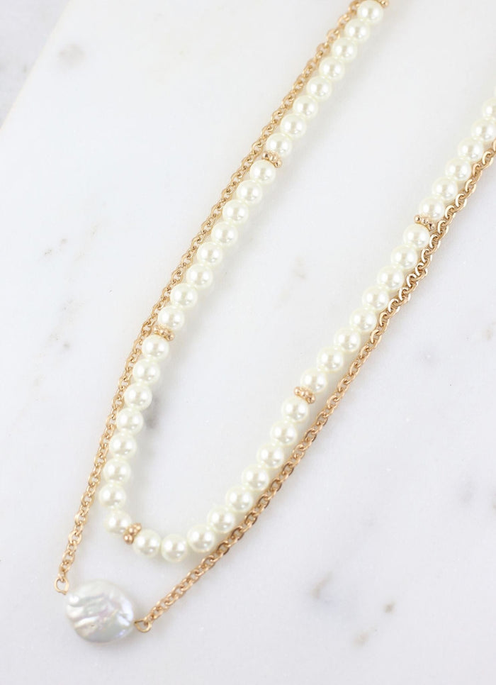 Buena Vista Layered Pearl Necklace GOLD - Caroline Hill