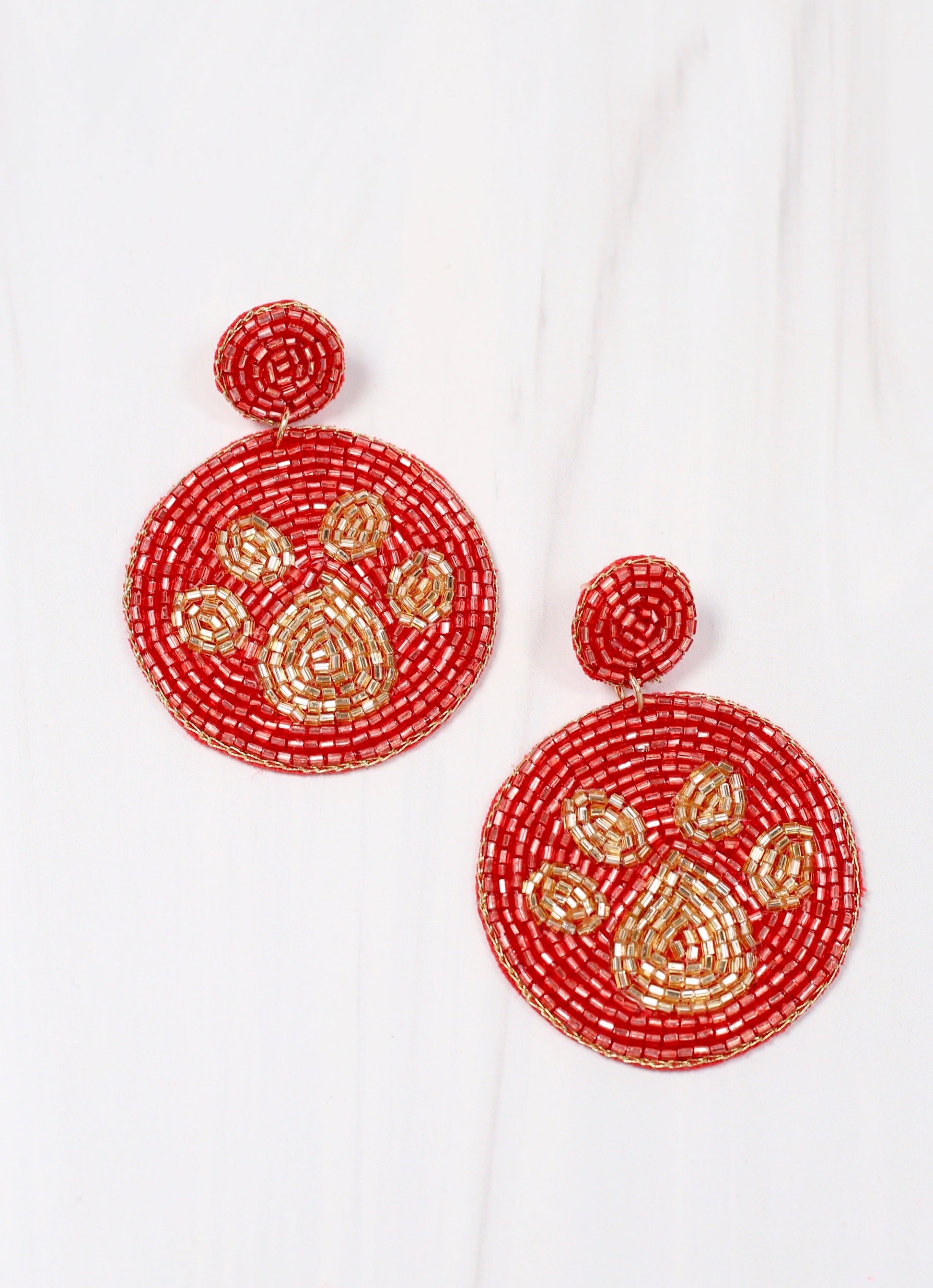 Bulldogs Red Paw Print Earrings - Caroline Hill