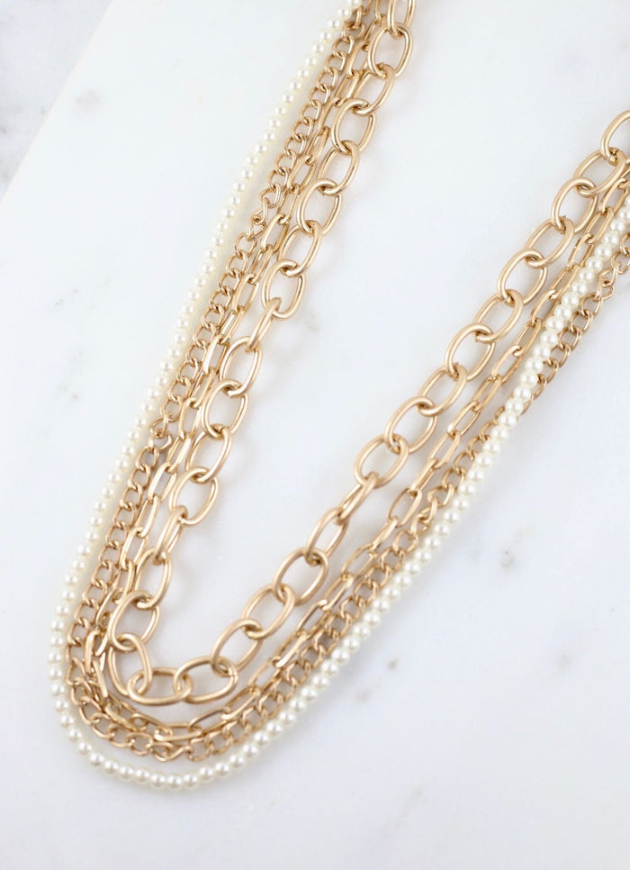 Cadima Layered Necklace with Pearls GOLD - Caroline Hill