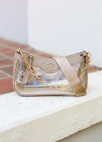 Cassidy Clear Crossbody TAUPE PATENT - Caroline Hill