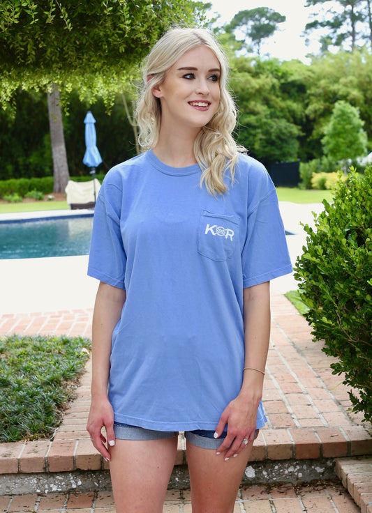 Classic Logo Cotton Pocket Tee- Denim - Caroline Hill