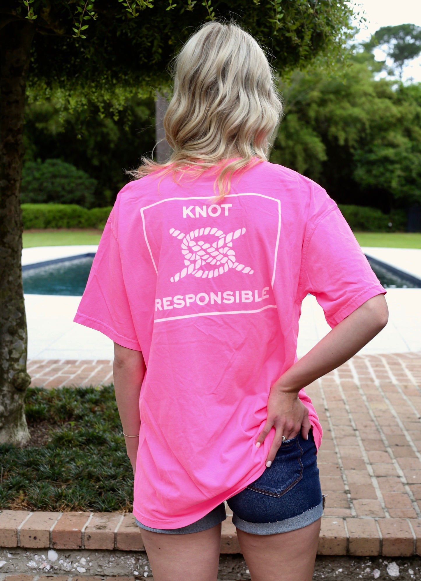 Classic Logo Cotton Pocket Tee- Hot Pink - Caroline Hill