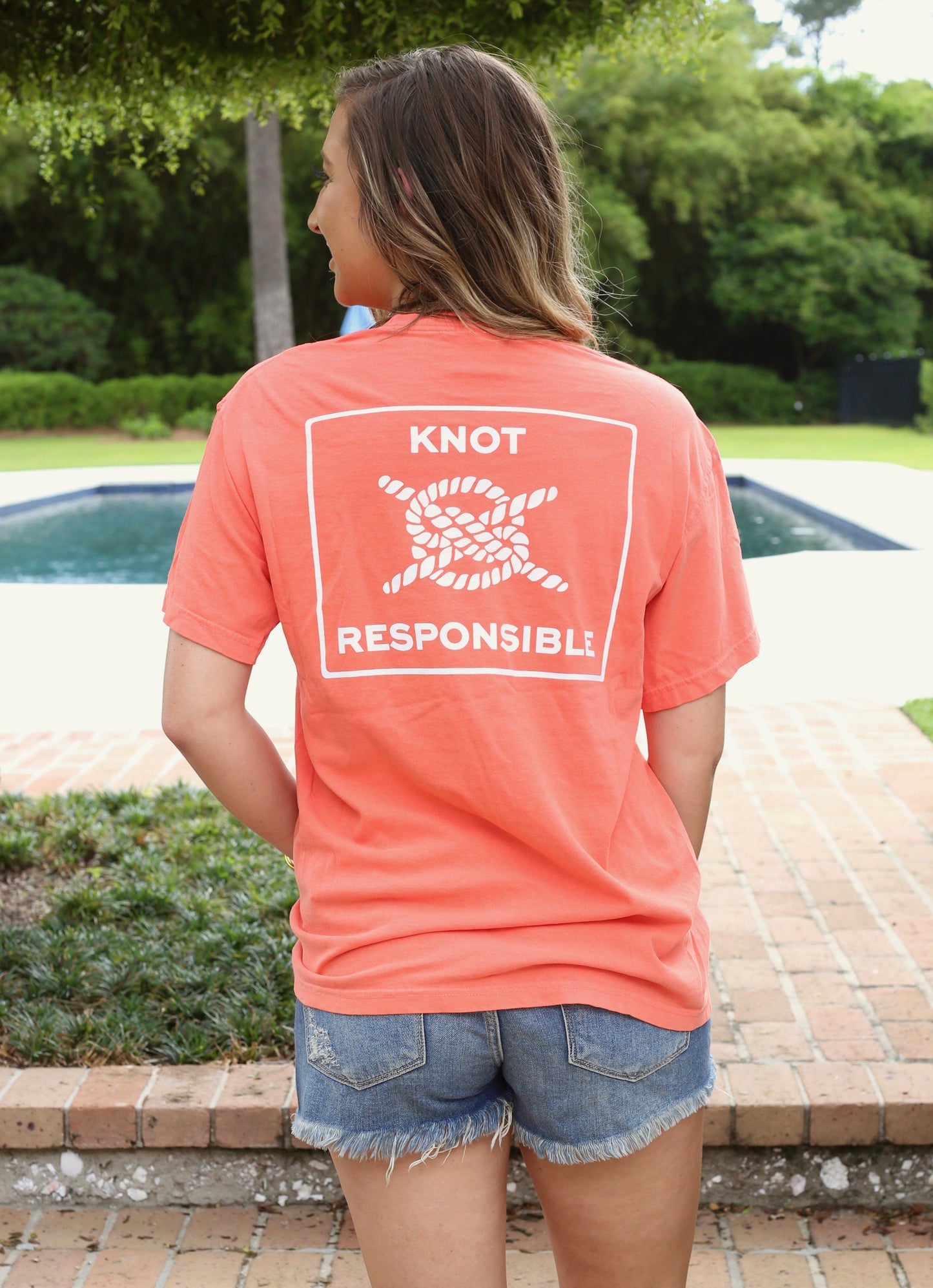 Classic Logo Cotton Pocket Tee- Tangerine - Caroline Hill