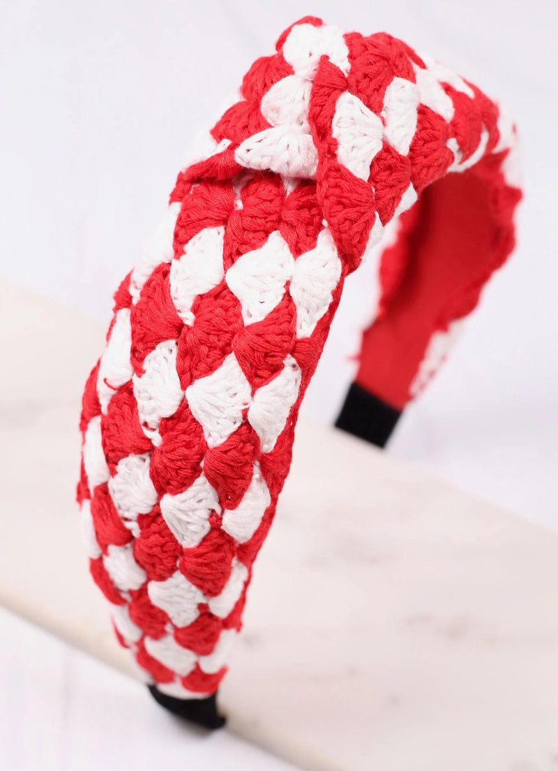 Danton Crochet Headband RED WHITE - Caroline Hill