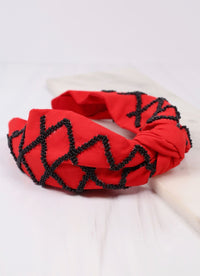 Defense Beaded Headband RED BLACK - Caroline Hill