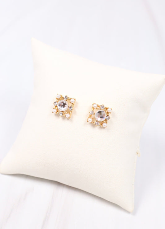 Fabrizio Embellished Stud Earring GOLD - Caroline Hill