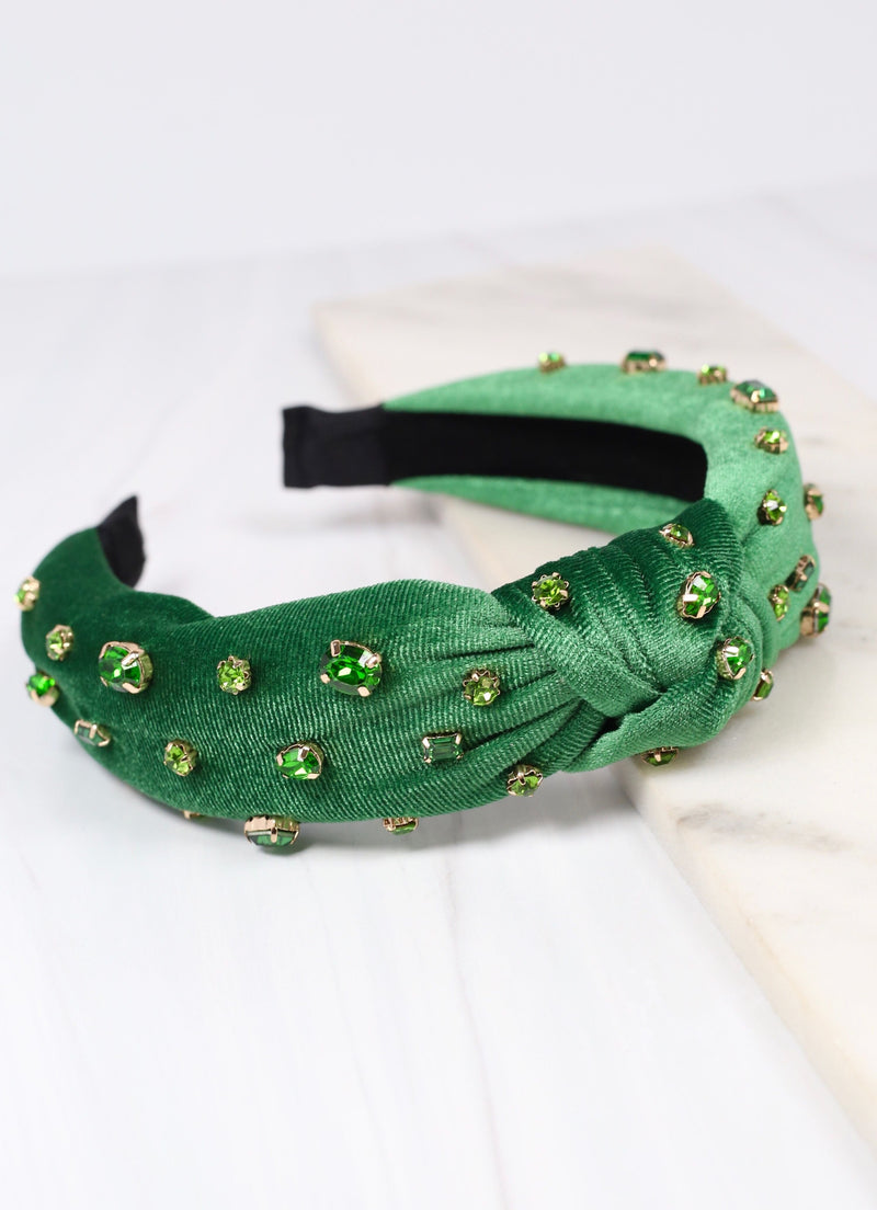 Francine Jeweled Headband GREEN - Caroline Hill