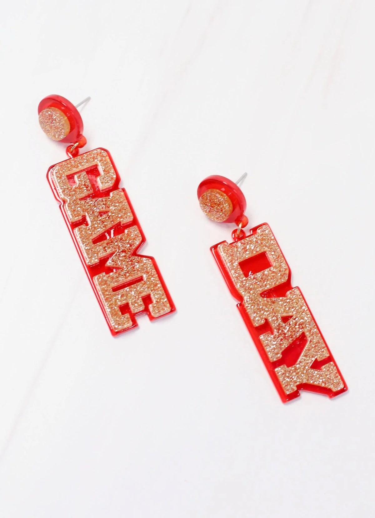Game Day Drop Earring GOLD RED - Caroline Hill