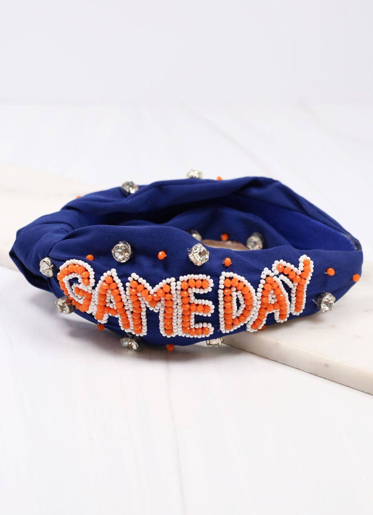 Game Day Embellished Headband NAVY ORANGE - Caroline Hill