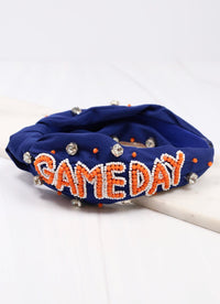 Game Day Embellished Headband NAVY ORANGE - Caroline Hill