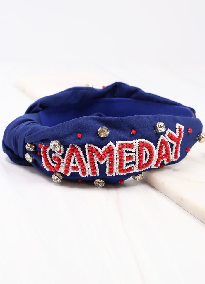 Game Day Embellished Headband NAVY RED - Caroline Hill