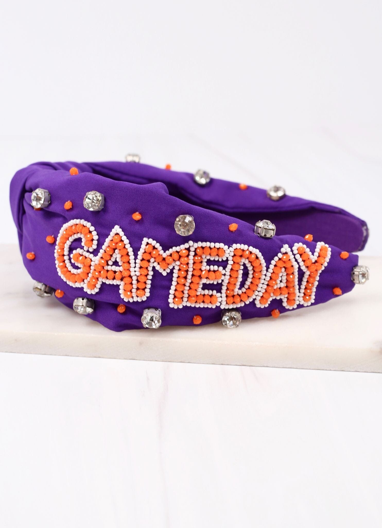 Game Day Embellished Headband ORANGE PURPLE - Caroline Hill