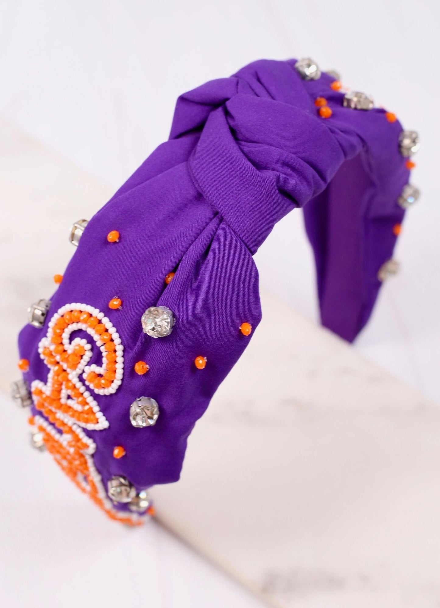 Game Day Embellished Headband ORANGE PURPLE - Caroline Hill