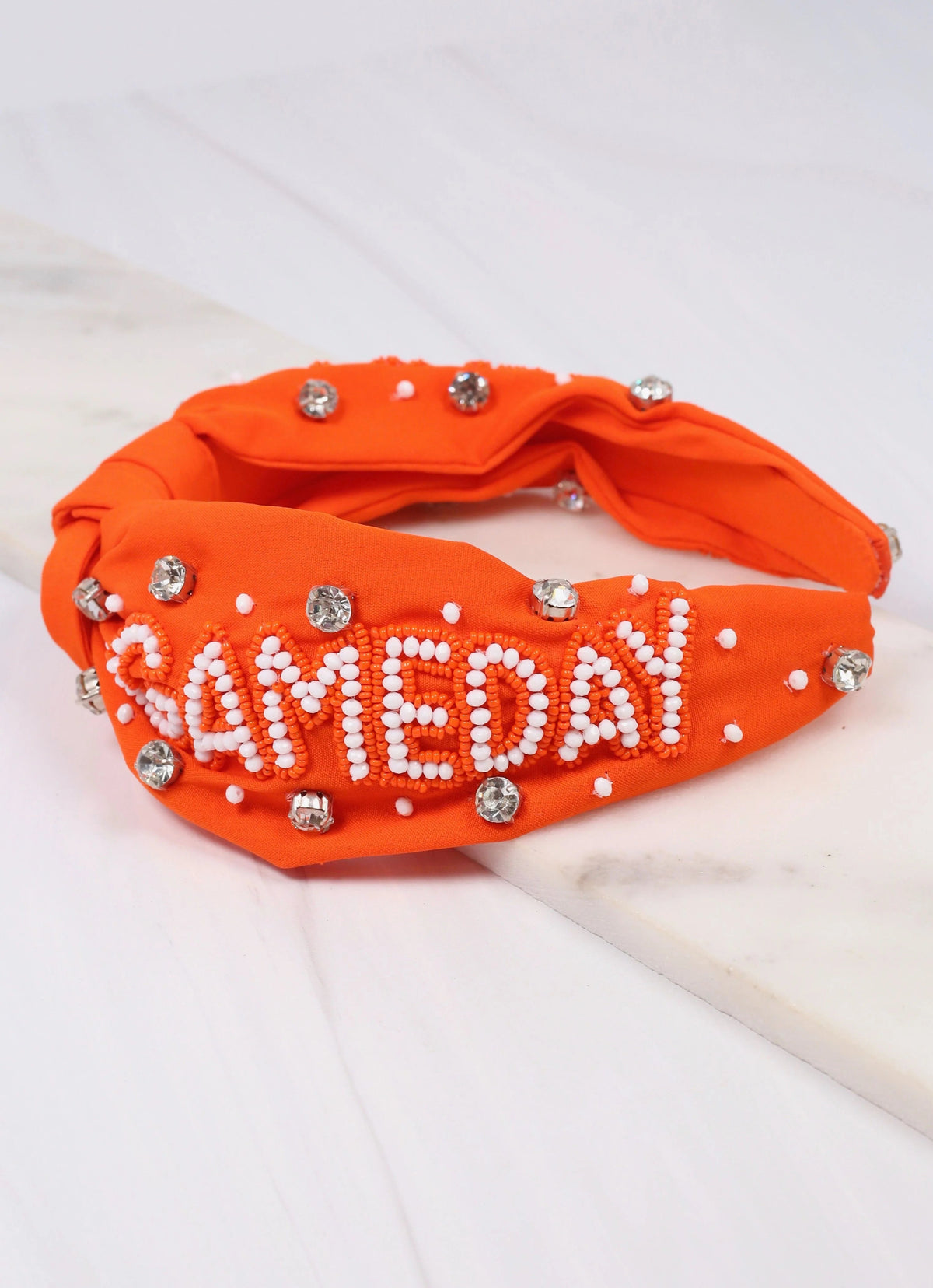 RED BOSTON RED SOX EMBELLISHED KNOTTED HEADBAND