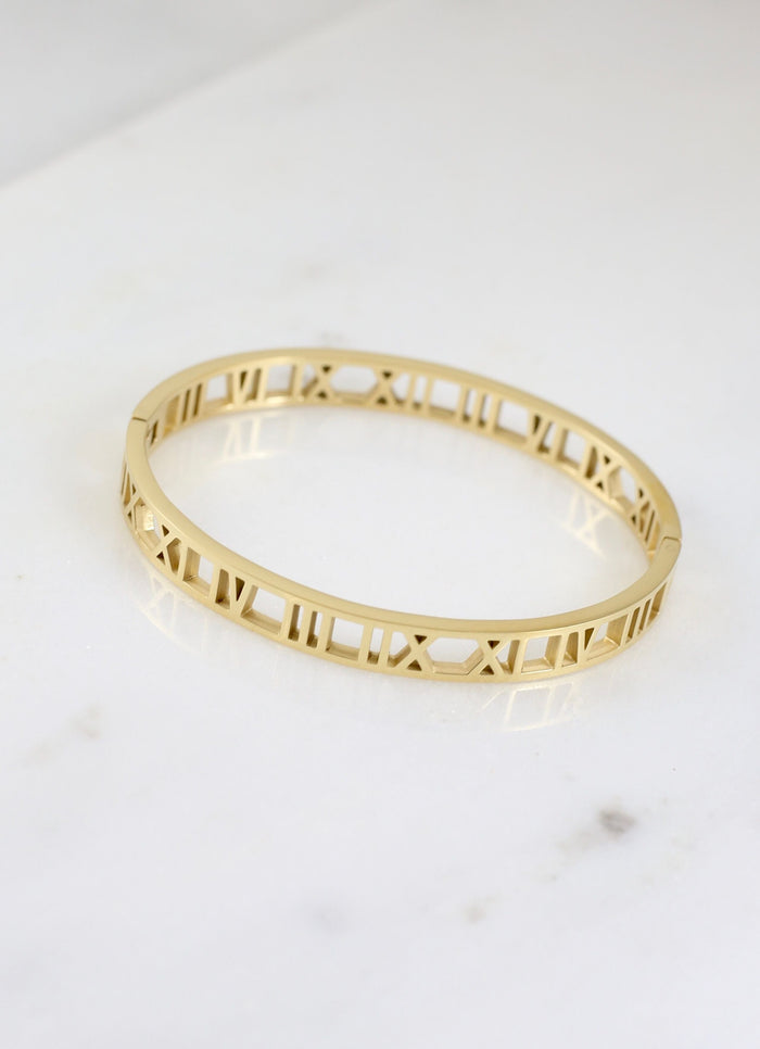 Gentry Roman Numeral Cuff Bracelet GOLD - Caroline Hill