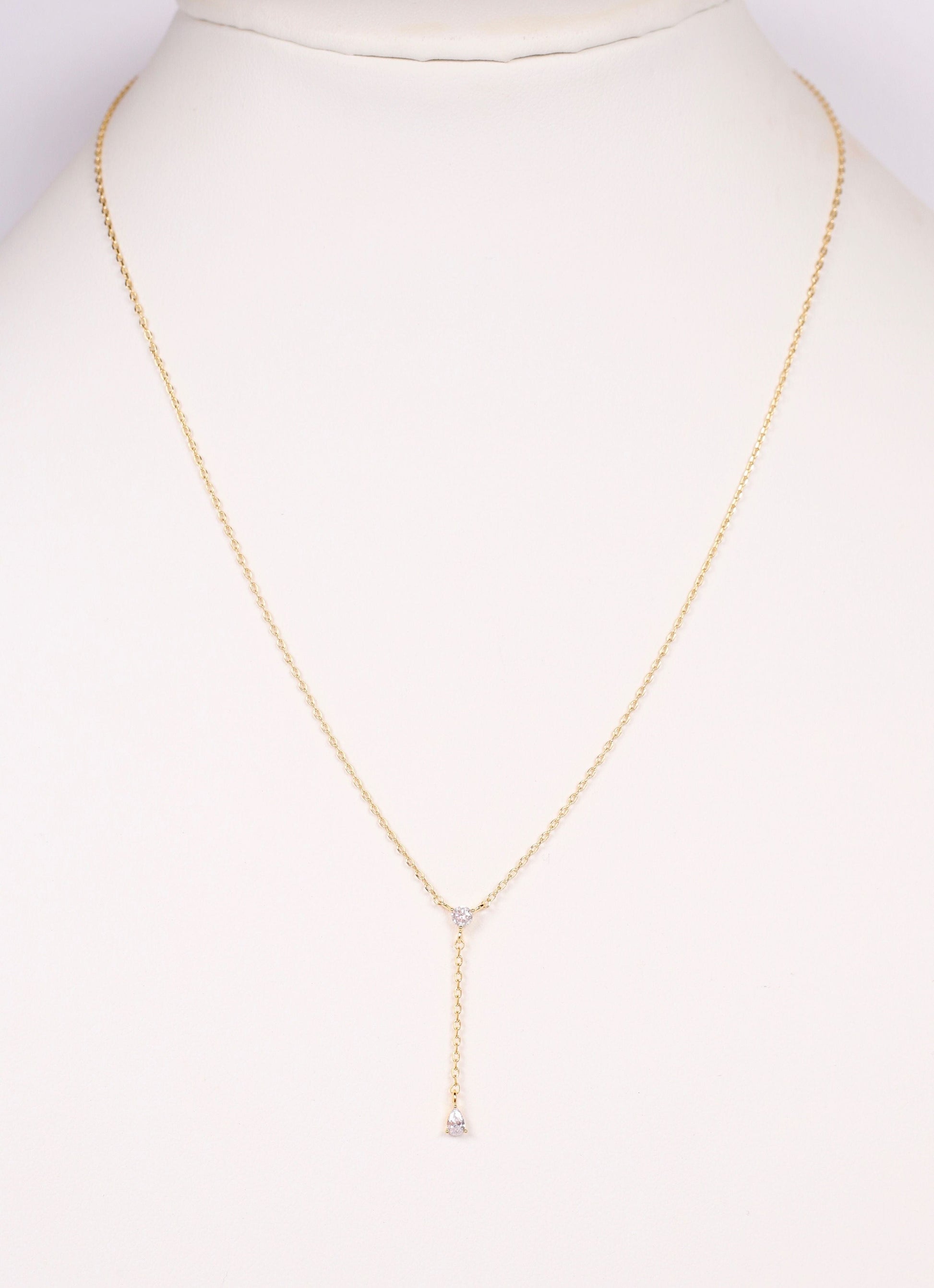 Hale Y Necklace with CZs GOLD - Caroline Hill