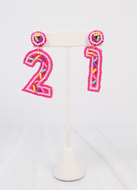 Happy 21st Birthday Earring PINK MULTI - Caroline Hill