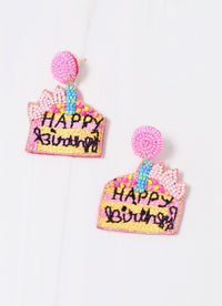 Happy Birthday Cake Earring PINK MULTI - Caroline Hill