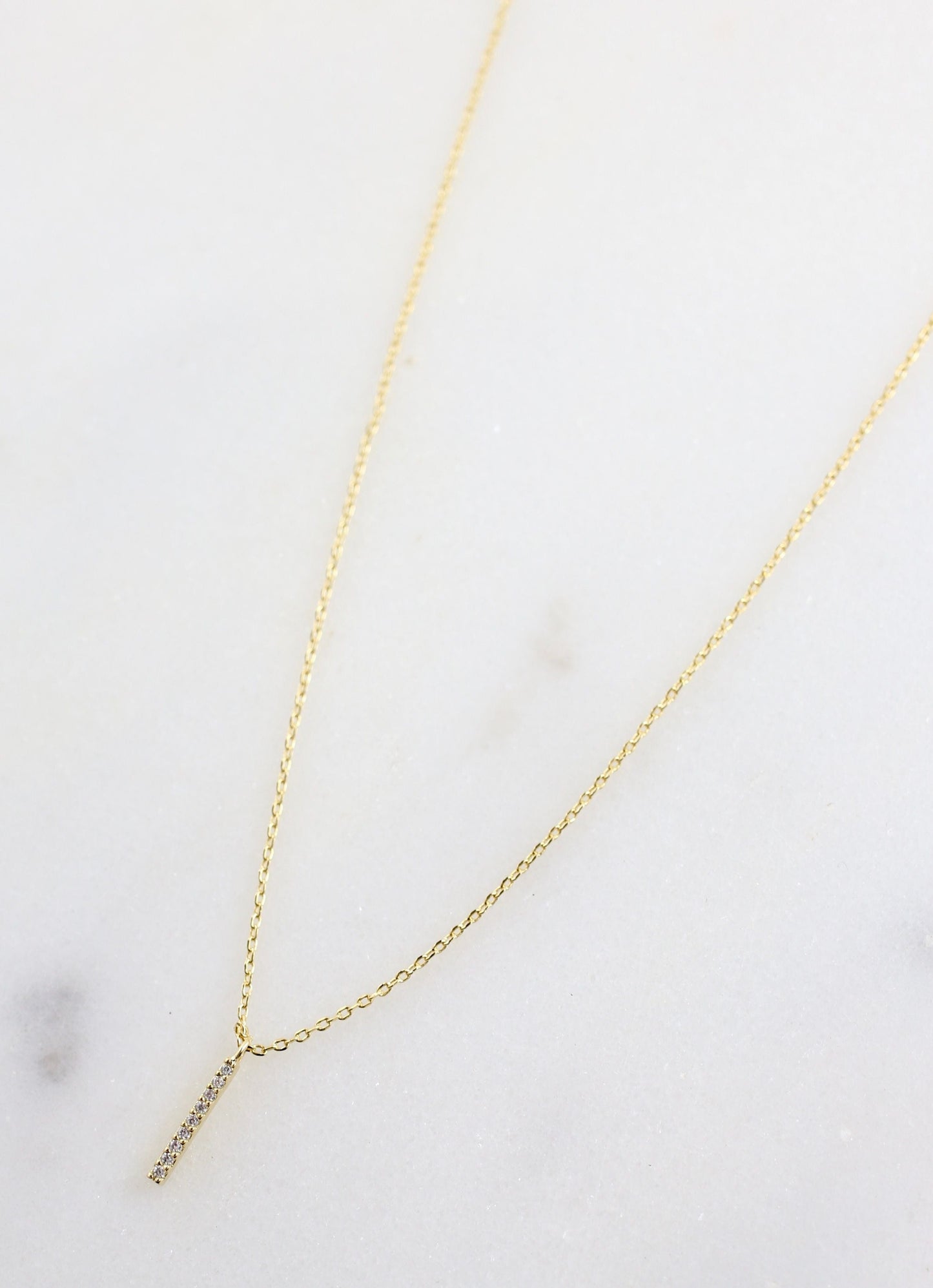 Hilldale CZ Bar Necklace GOLD - Caroline Hill