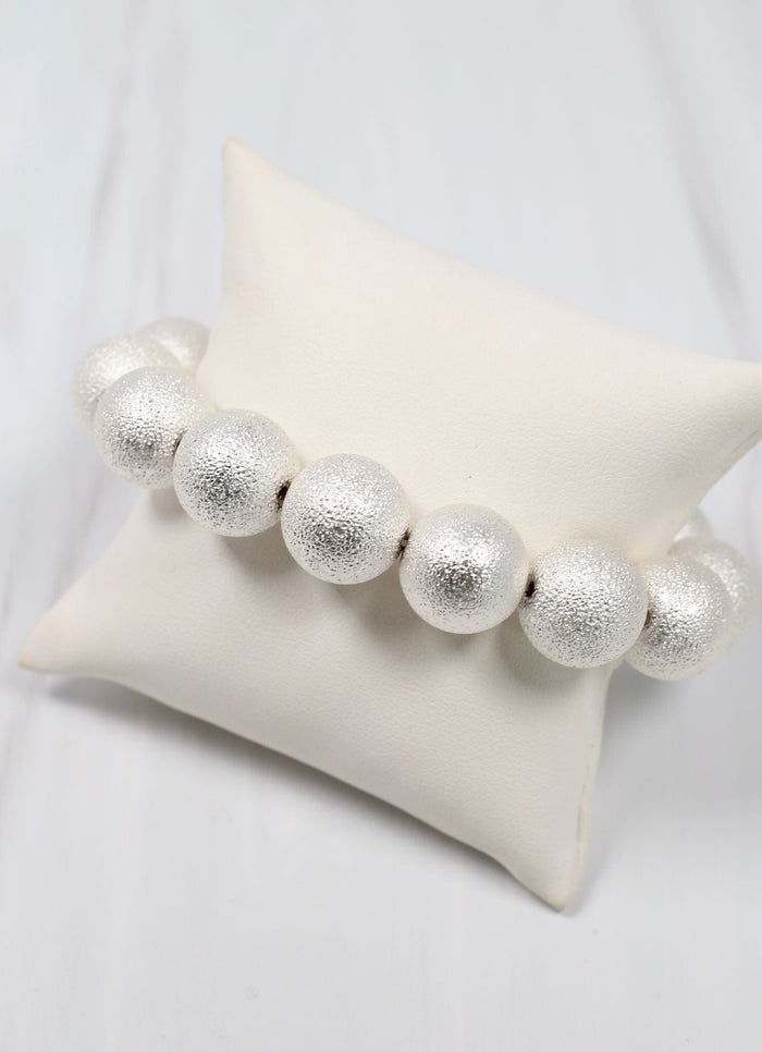 Hollywood Textured Ball Bracelet MATTE SILVER - Caroline Hill