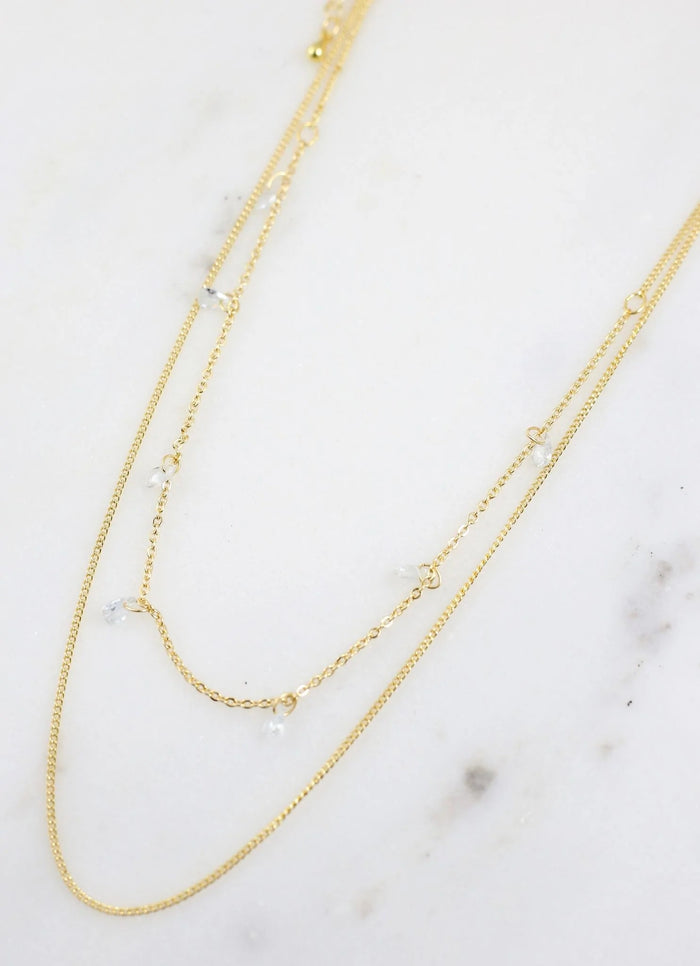 Juniper Gold Crystal Layered Necklace - Caroline Hill