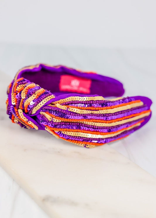 Keagan Embellished Headband PURPLE ORANGE - Caroline Hill