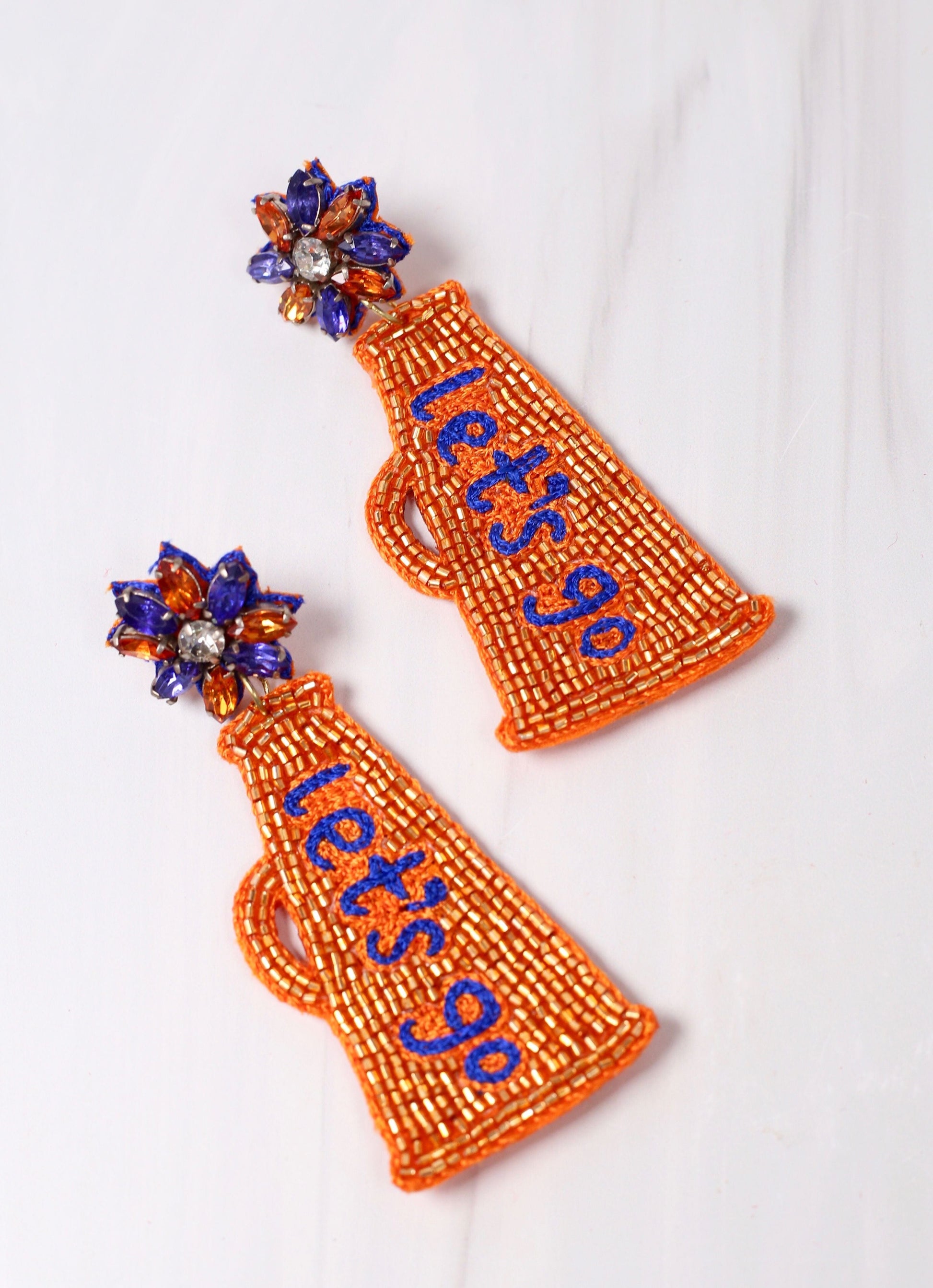 Let's Go Megaphone Earring ORANGE BLUE - Caroline Hill