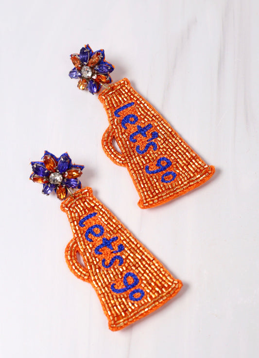 Let's Go Megaphone Earring ORANGE BLUE - Caroline Hill