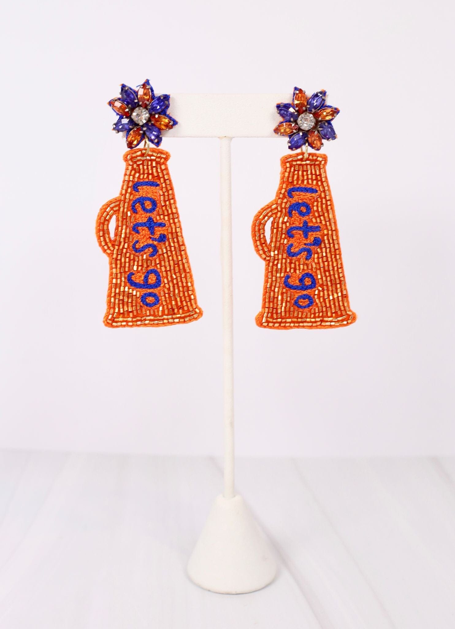 Let's Go Megaphone Earring ORANGE BLUE - Caroline Hill