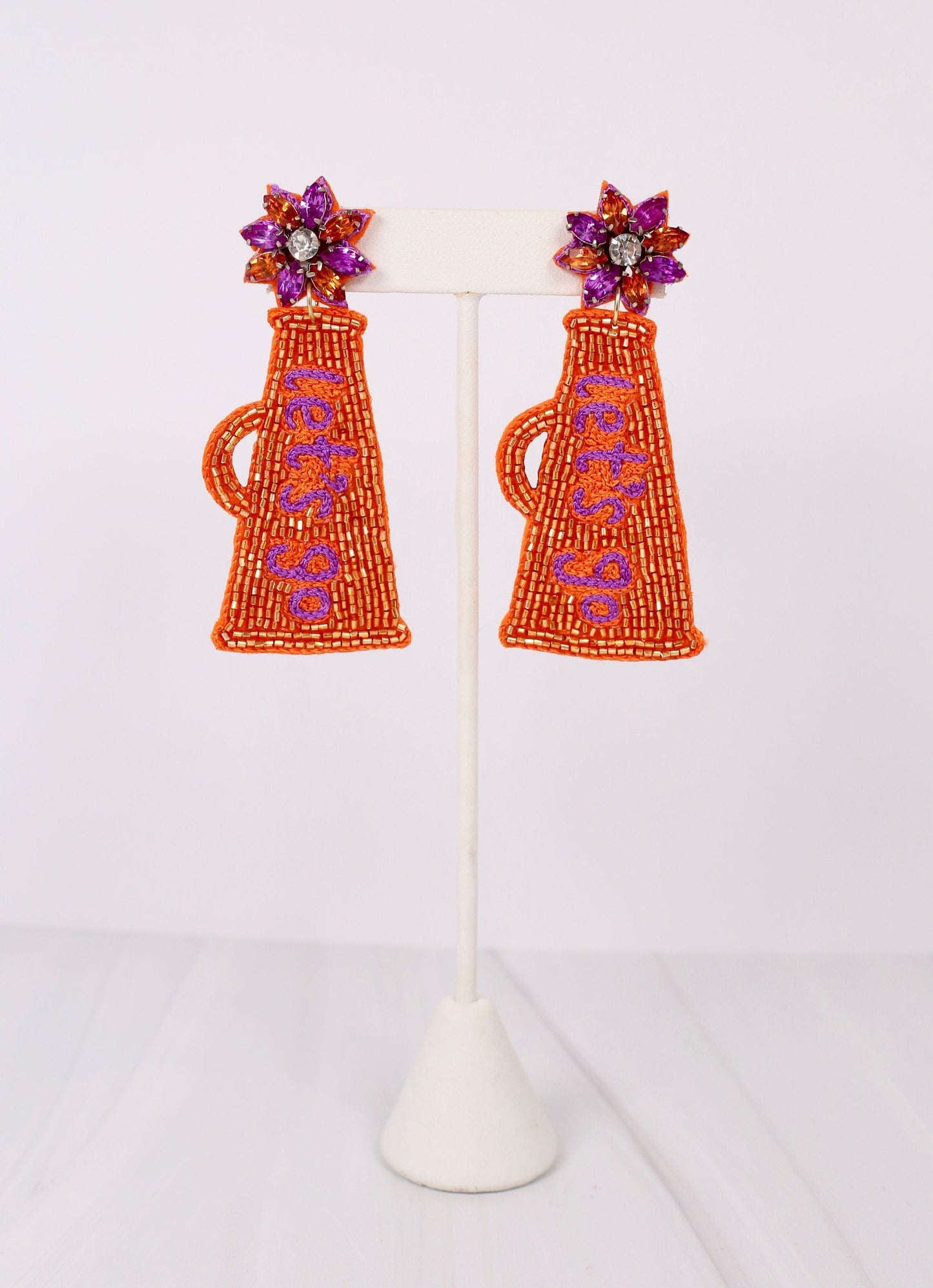 Let's Go Megaphone Earring ORANGE PURPLE - Caroline Hill