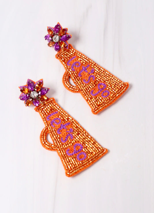 Let's Go Megaphone Earring ORANGE PURPLE - Caroline Hill