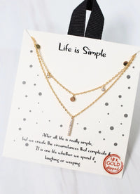 Life is Simple Layered CZ Bar Necklace GOLD - Caroline Hill