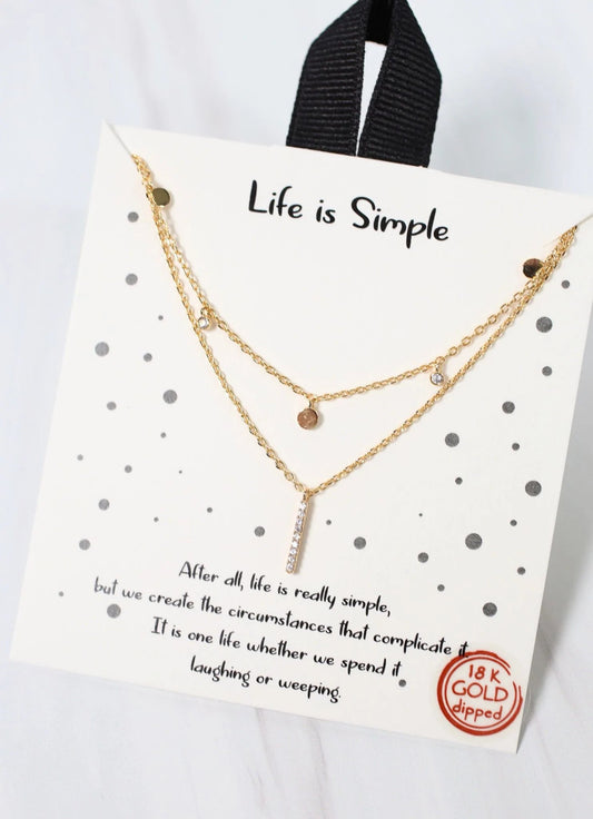 Life is Simple Layered CZ Bar Necklace GOLD - Caroline Hill