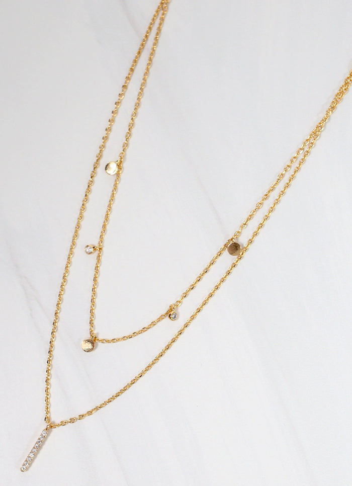Life is Simple Layered CZ Bar Necklace GOLD - Caroline Hill