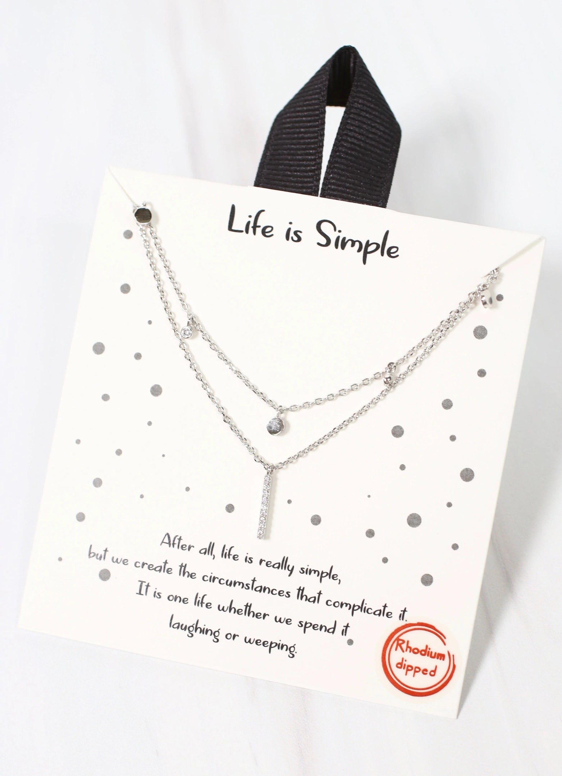 Life is Simple Layered CZ Bar Necklace SILVER - Caroline Hill