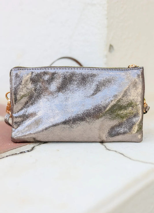 Liz Custom Collection Crossbody- Shimmer Gunmetal - Caroline Hill