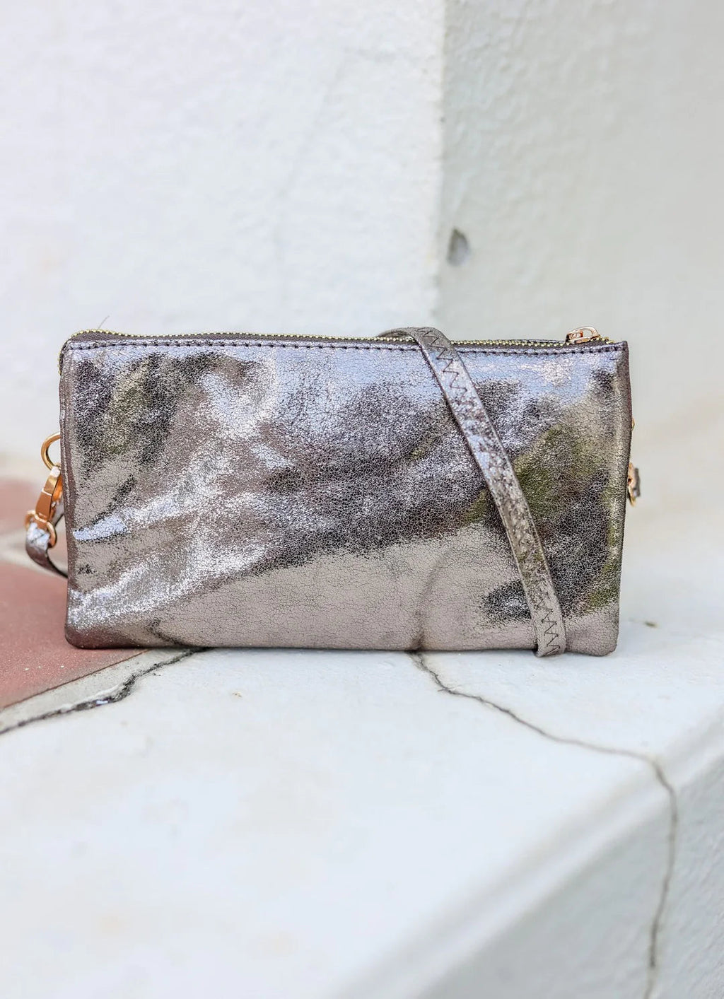 Liz Custom Collection Crossbody- Shimmer Gunmetal – Caroline Hill