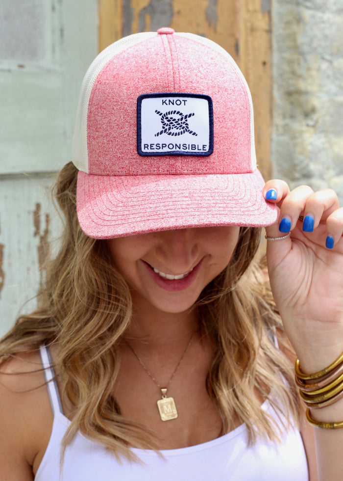 Low Pro Trucker Hat Classic Logo- Heather Red - Caroline Hill