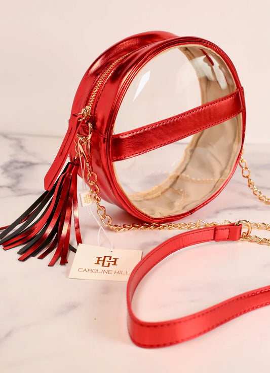 Madison Clear Metallic Red Crossbody - Caroline Hill