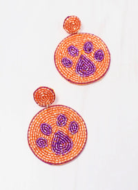 Paw Pride Beaded Earring ORANGE PURPLE - Caroline Hill