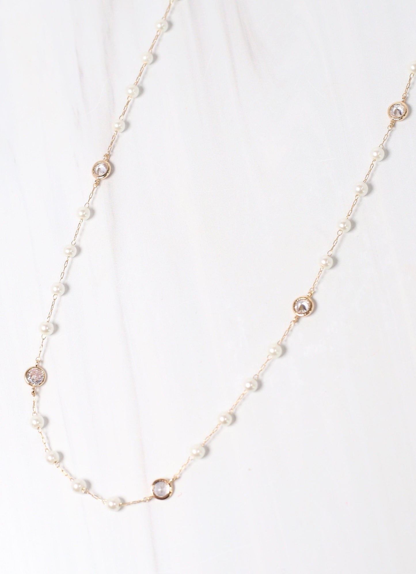 Piper Pearl and CZ Necklace IVORY - Caroline Hill