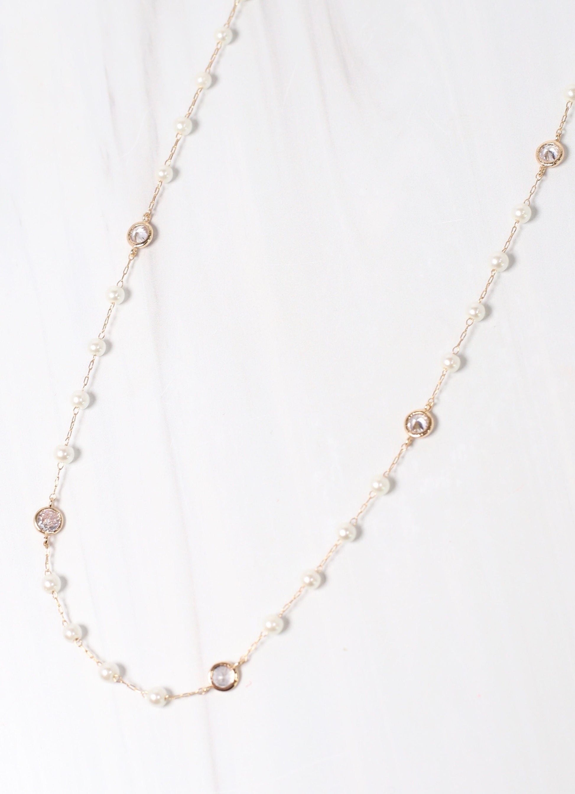 Piper Pearl and CZ Necklace IVORY - Caroline Hill