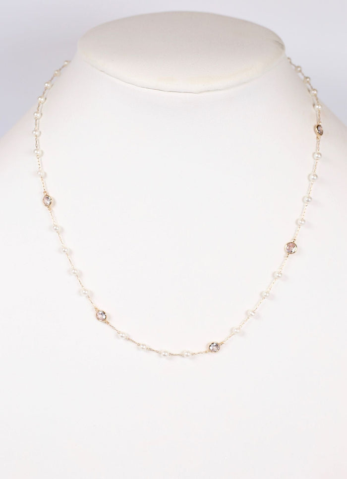 Piper Pearl and CZ Necklace IVORY - Caroline Hill