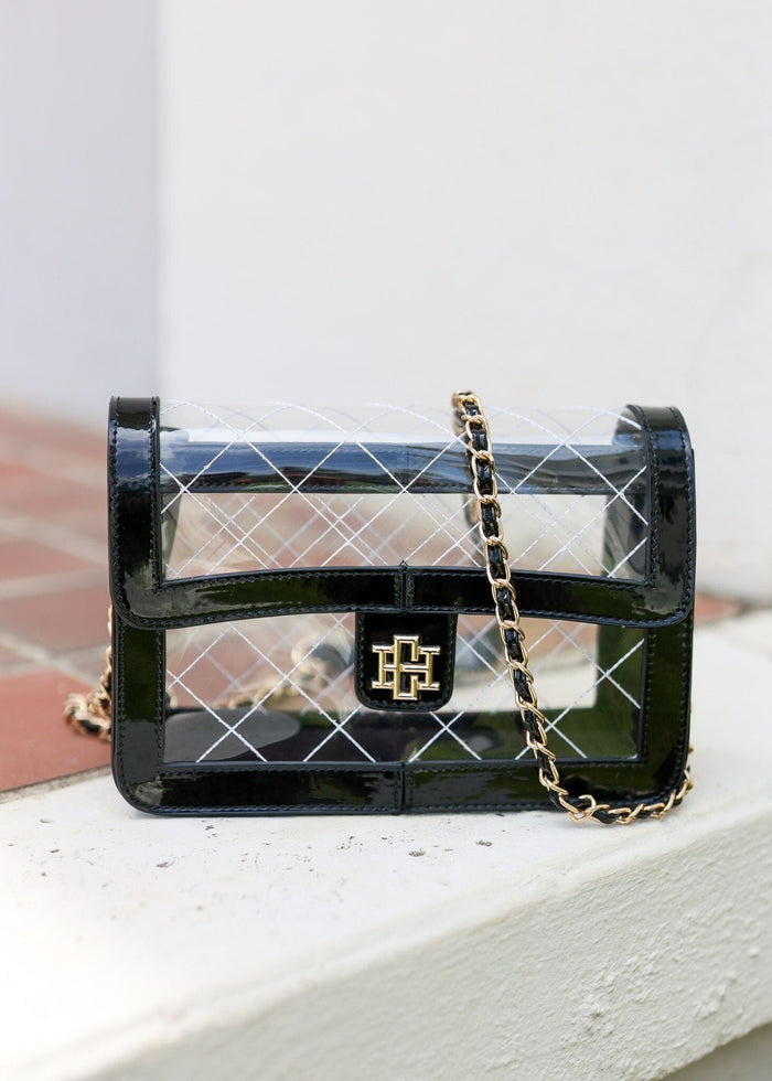 Quinn Quilted Clear Bag BLACK PATENT – Caroline Hill