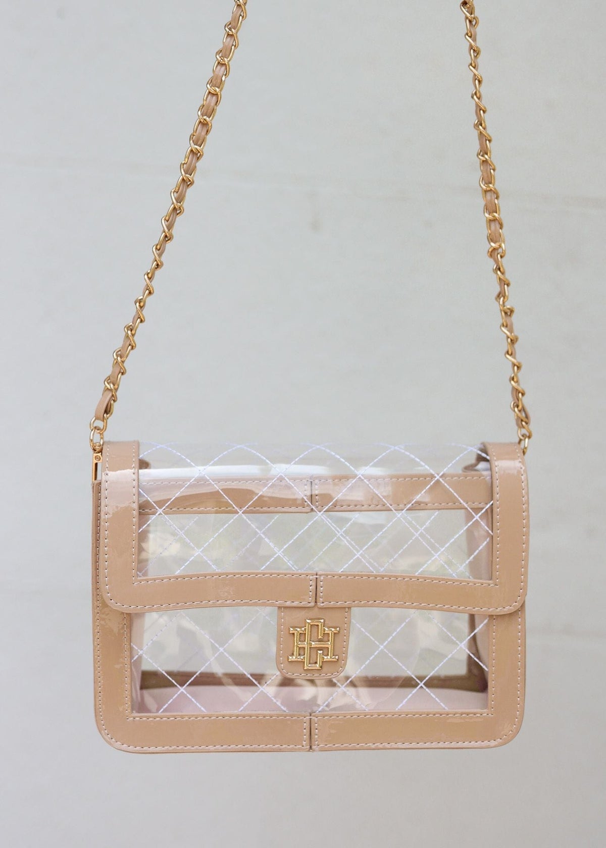 Quinn Quilted Clear Bag NUDE PTENT - Caroline Hill