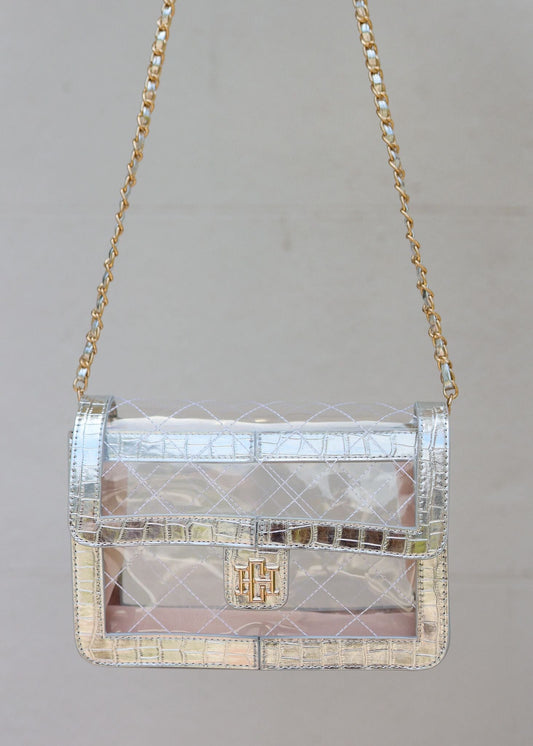 Quinn Quilted Clear Bag PLATINUM - Caroline Hill