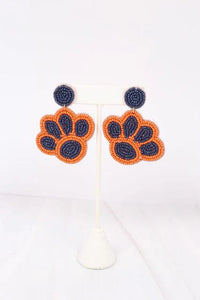 Ryder Paw Print Earring NAVY ORANGE - Caroline Hill