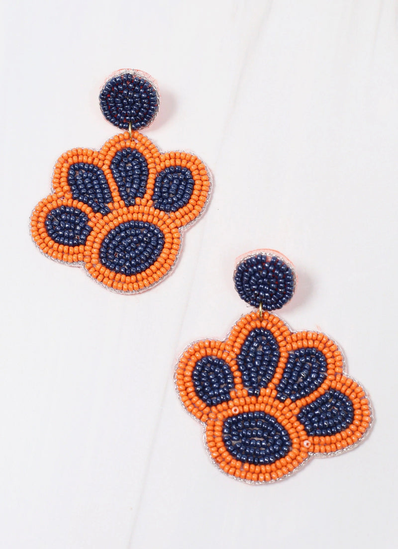 Ryder Paw Print Earring NAVY ORANGE - Caroline Hill