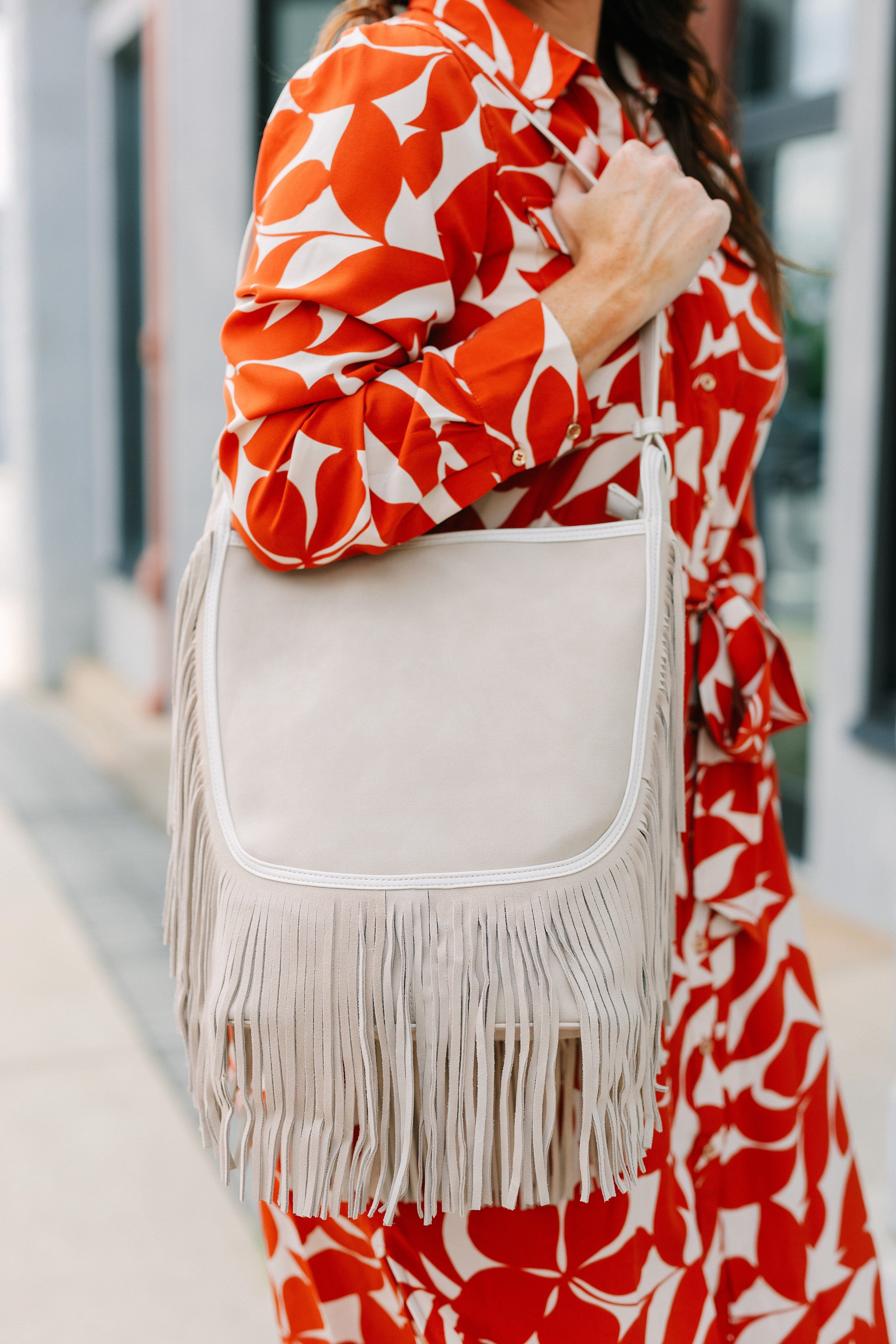 Leather fringe hobo on sale bag