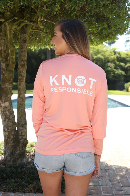 Stacked Logo Performance Long Sleeve Shirt- Coral - Caroline Hill